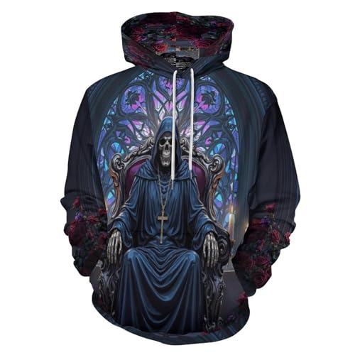 Sweat à capuche vitrail médiéval noir pull ample pour le streetwear quotidien