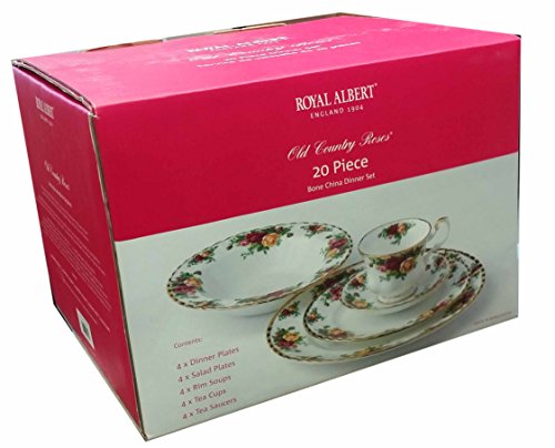 Royal Albert Old Country Roses 20 Piece Dinnerware Set, White #TOP1