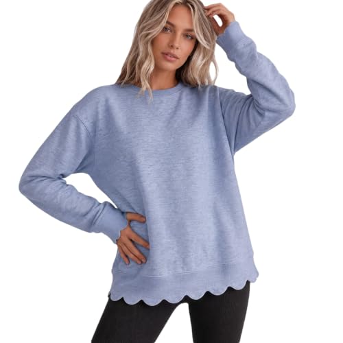 Womens Crewneck Sweatshirt Loose Fit Lightweight Pullover Shirts - image 2