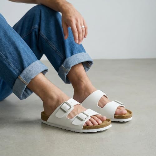 Image of CUSHIONAIRE Lane Cork Footbed Mens Sandals, Adjustable Buckle Comfort Slides for Men, Genuine Leather Insole Summer Sandals Men Footwear