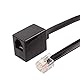 ecabo 3m Modular Verlängerung – Telefonverlängerungskabel – RJ12-Stecker auf RJ12-Buchse – Western-Stecker/Buchse – 6-adrig 6P6C – ISDN – für AB, Fax, Telefon – schwarz
