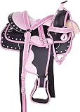Synthetic Western Horse Saddle | 14 to 18 Inch | Comfy Horse Saddle with Tack Set | All Accessories Included | Equestrian Accessories Tack (Light Pink, 14.5' Seat)
