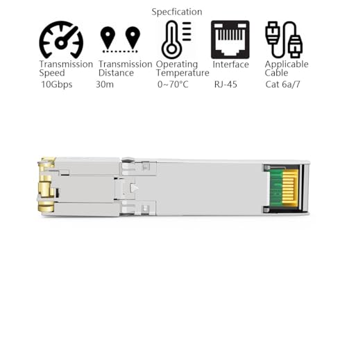 Image of 10GBASE-T SFP+ Copper Transceiver Module Compatible with Netgear AXM765 30m RJ45 Cat6a /7