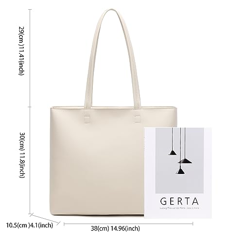 MEEGIRL Damen Henkeltaschen, Einfache Handtaschen PU Leder Tote Shopper Bag für Arbeit, Schule, Einkauf mit Reißverschluss und Innentasche (Khaki)