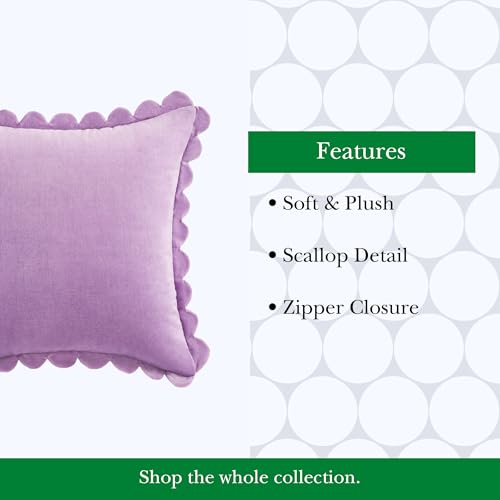 Image of kate spade new york Scallop Edge Decorative Pillow, 18 inch x 18 inch Throw Pillow for Bed or Sofa, Cotton Cover, Sea Thistle