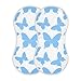 tplaotee Fashion Blue Butterfly White Cotton Baby Muslin Burp Cloths Breathable washcloths for Babies boy and Girl 22x11in