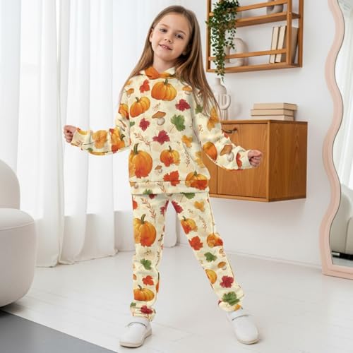 Girls Hoodie Sweatpant Set Size 5-12 Thanksgiving Long Sleeve Sweatsuit Sets Kids Pullover Hoodie Jogging Pant4