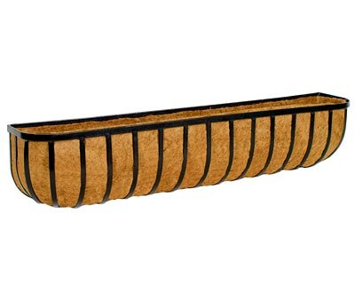 BestNest Gardman Forge Wall Trough Planter with Coco Liner, 48" L, Durable Steel Frame, Black PVC Finish, Wide Slats for Bold Look, Easy Wall Mount,