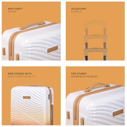 Image of Dunes 50 cm Cabin Polycarbonate Trolley Bag for Travel | Hard Shell 8 Spinner Wheels Luggage | 360 Spinner | Water Repellent | Desert Sand Suitcase | Ideal for Trips & Holidays