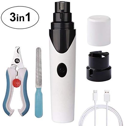 Rechargeable Pet Nail Grinder & Nail File Grooming Tools, Upgraded Dog Nail Grinder with USB Charging Cable Quite & Powerful & Painless Nail Clipper for Gentle Paws Grooming, Nail Grinder for Dogs Cat