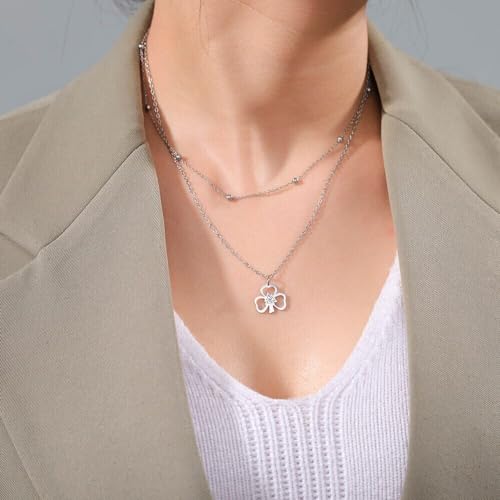 Collier trèfle minimaliste anti-ternissement en argent véritable - 2
