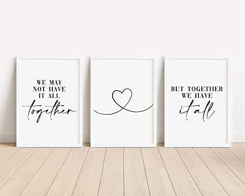 Loving Family Set Of 3 Quote Prints - Minimalistic Living Room, Hallway Wall Art - A5 A4 A3 Unframed Black And White Typography Print Picture Poster Home Décor