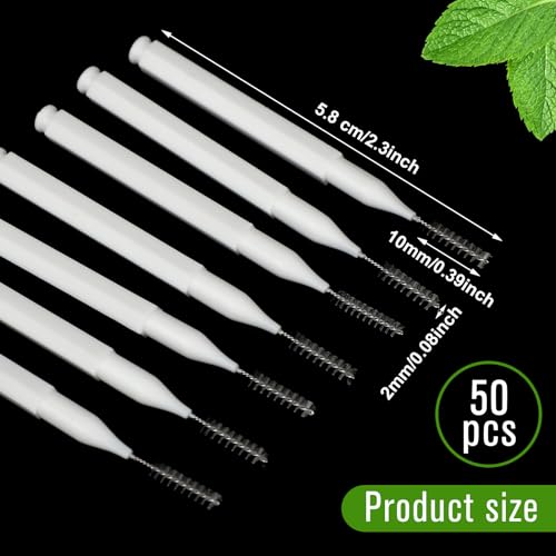 Image of Patelai 50 Pcs Interdental Brushes Braces,White | Dental Toothpick Cleaners for Care Oral, Floss Head Picks for Teeth Gaps and Ortho, Hygiene Brush Heads, Portable Tool Kit