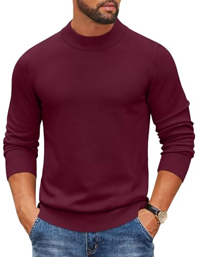Pull en tricot à col roulé COOFANDY pour homme, haut léger et doux à manches longues