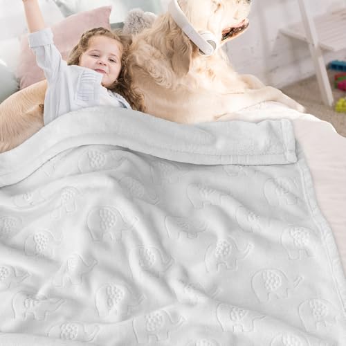 Image of BORITAR Baby Blanket for Boys Girls Ultra Soft Fleece Warm and Lightweight Elephant Animal Blankets for Infant Toddler Newborn, 30x40 Inch, Grey