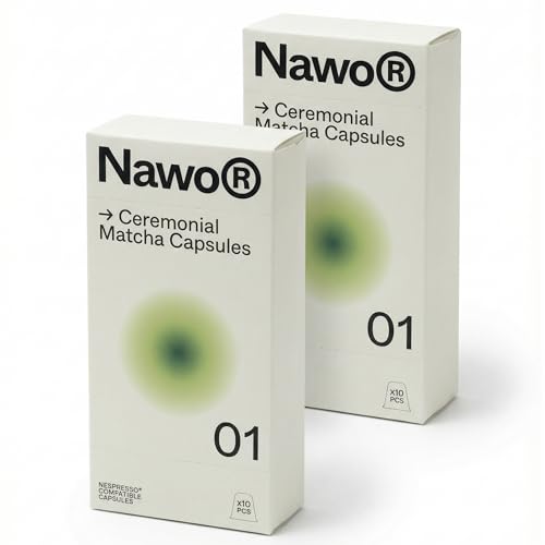 Cápsulas de Té Matcha Ceremonial – 20 Cápsulas, Compatibles con Nespresso®, 100% Natural, Té Verde en Polvo, Ideal para Matcha Latte, Sin Azúcares Añadidos ni Conservantes – NAWO® Routines