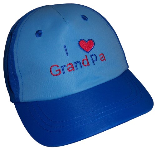 N'Ice Caps Baby Boys and Toddler Authentic Construction Little Slugger Baseball Cap (I Love Grandpa - Blue, 1-3 Years)