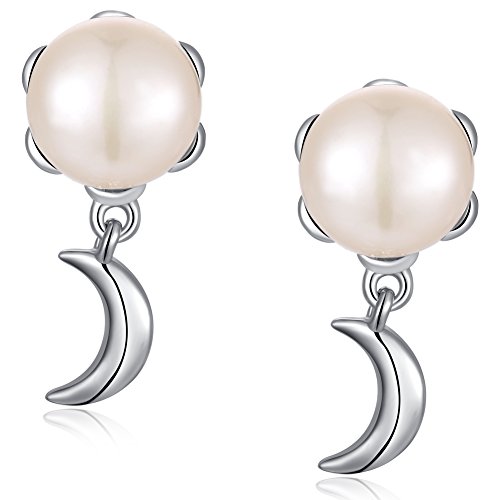 jiamiaoi Pendientes perla nina Perlas blancas pendientes Pendientes plata mujer perla Pendientes perla pendientes pequeños con perla pendientes perla 8mm niña pendientes Cover