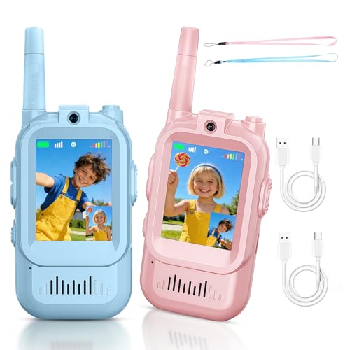 Video Walkie Talkies for Kids Pack of 2, Rechargeable Long-Distance Two-Way Radios, Portable Outdoor...
