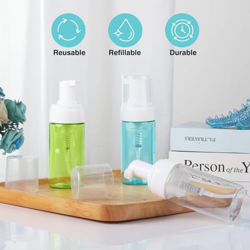 Boenoea Plastic Foam Pump Bottle, 4oz/120ml Foam Bottles Dispenser BPA Free Empty Refillable Container for Hand Soap, Shampoo - Pack of 2 Clear3