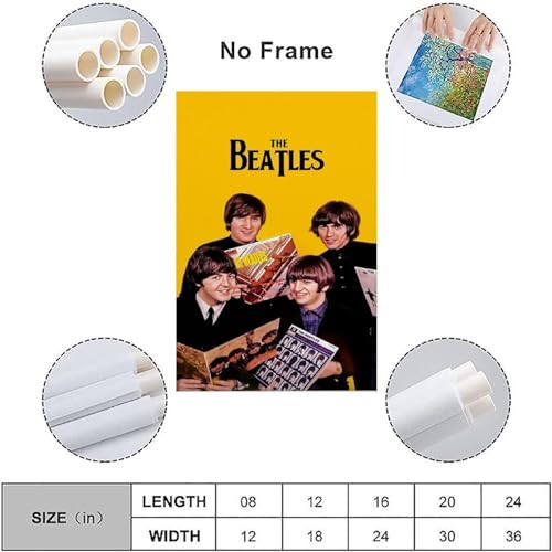 BBAUER Poster décoratif sur toile The Beatles Rock Singer – Impression d’art moderne pour chambre à coucher – 60 x 90 cm - Les Beatles, Paul McCartney, John Lennon, RIngo Starr, George Harrison BBAUER Poster décoratif sur toile The Beatles Rock Singer - Impression d'art moderne pour chambre à coucher - 60 x 90 cm – Image 4