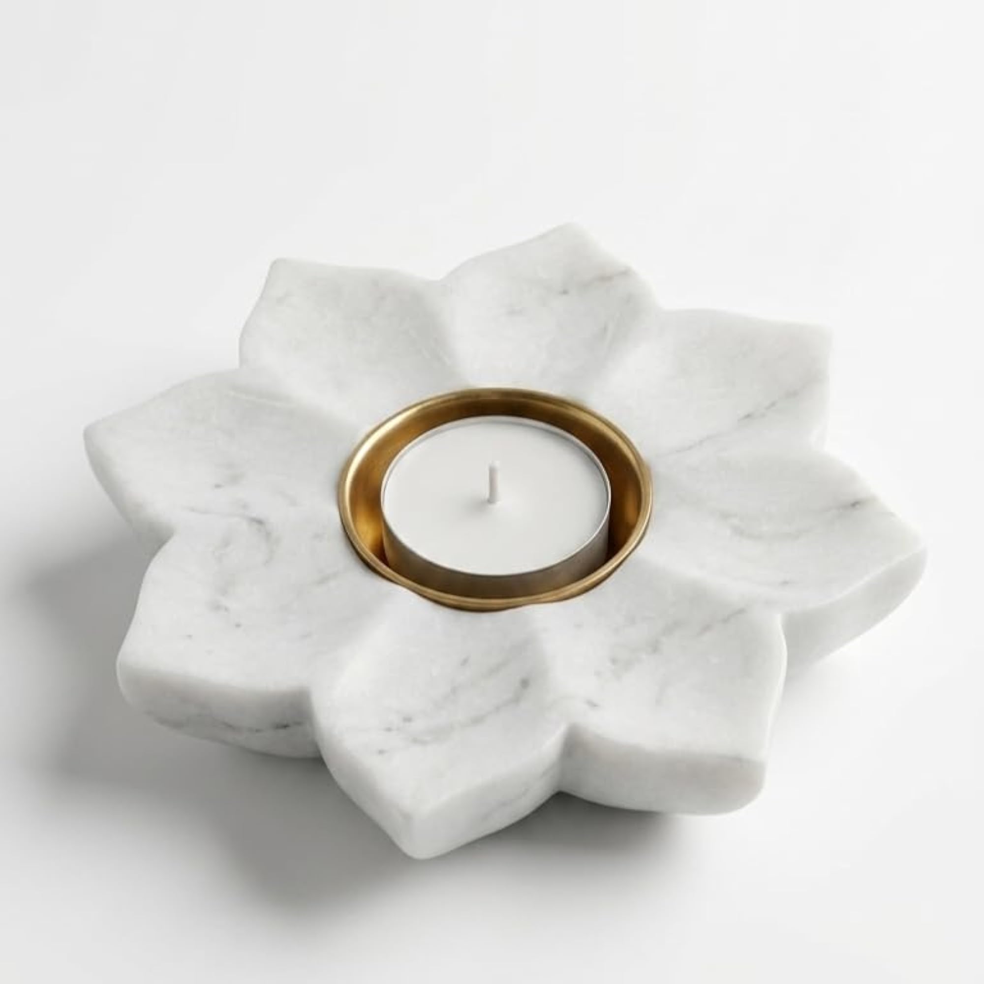 Marble Candle Stand with Brass Insert, Handmade