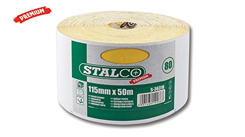 Amarillo rollo de papel de lija de óxido de aluminio (115u00a0mm x 50u00a0m) 100u00a0grano por Stalco