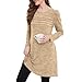 Maternity Dress Women Crewneck Fall Sweater Dresses Fashion Pleated Tunic Dress Long Sleeve Loose Vintage Babydoll Khaki