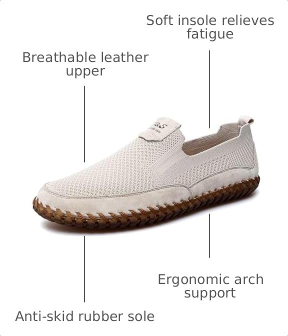 Image of Men's Genuine Leather Loafer Shoes Slip On Soft Walking Shoes Perforated Driving Shoes