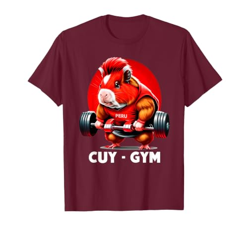 cuy-Gym -Peruvian cuy Gym Design t-Shirt T-Shirt, Men, Burgundy, Small