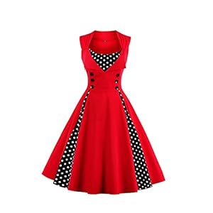 Dames 1950s Wijnoogst Jurken, Retro A-lijn Katoen Mouwloos Schommel Jurk voor Avond Partij Halloween