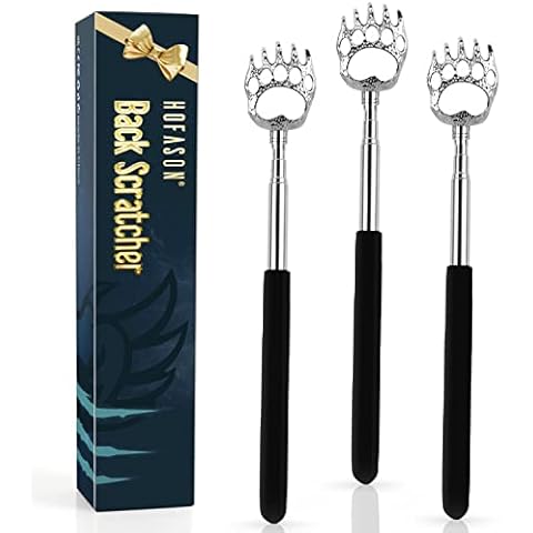Back Scratcher for Men Women, HOFASON Bear Claw Telescopic Scratcher Back Massager Tool, Stocking Fillers Novelty Idea Gifts Extendable Back Scratcher Eliminating Back Itching Scratcher (3 Pack) Cover