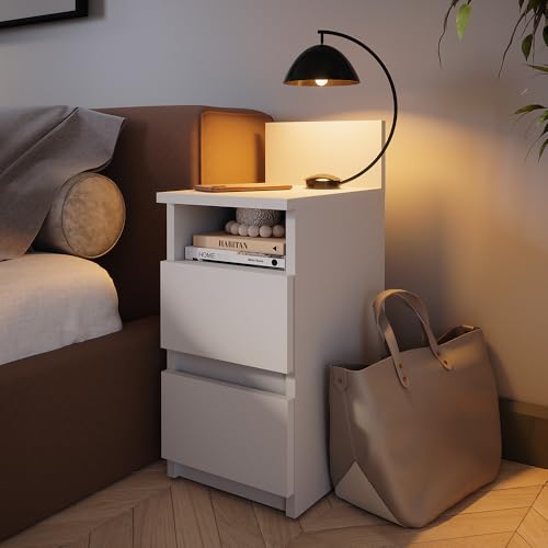 Vicco Comodino Camera Da Letto Monty, Bianco, 25 X 59.1 Cm Set Di 2 - 2