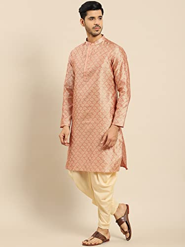 Image of Men's Navy Blue Cotton Festive Wear Regular Fit Woven Design Kurta | Indian Wedding Wear Kurta | Festive Ethnic Kurta