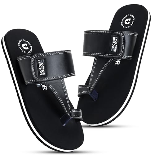 Image of Men's Comfort Slippers with Adjustable Strap | Cushioned Footbed & Shock Absorbing Sole | Lightweight Everyday Wear Slippers for Home, Office & Casual Walking