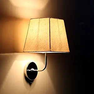 Craftter 5W Trapezoid Shape Wall Lamp Fixture for Living Room, Bedroom-Decorative Small Lamp for Bedside, Indoor lamp (Textured White, CFSL-2)(Corded-Electric, Fabric)