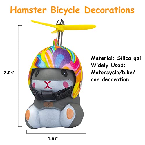 Image of wonuu Duck Bike Bell with Light and Helmet Cute Hamster Bicycle Horn, Dashboard Decoration Hamster Toy Motorcycle Bike Bells Rubber Duck Car Dashboard Decorations (Rainbow-Hamster)