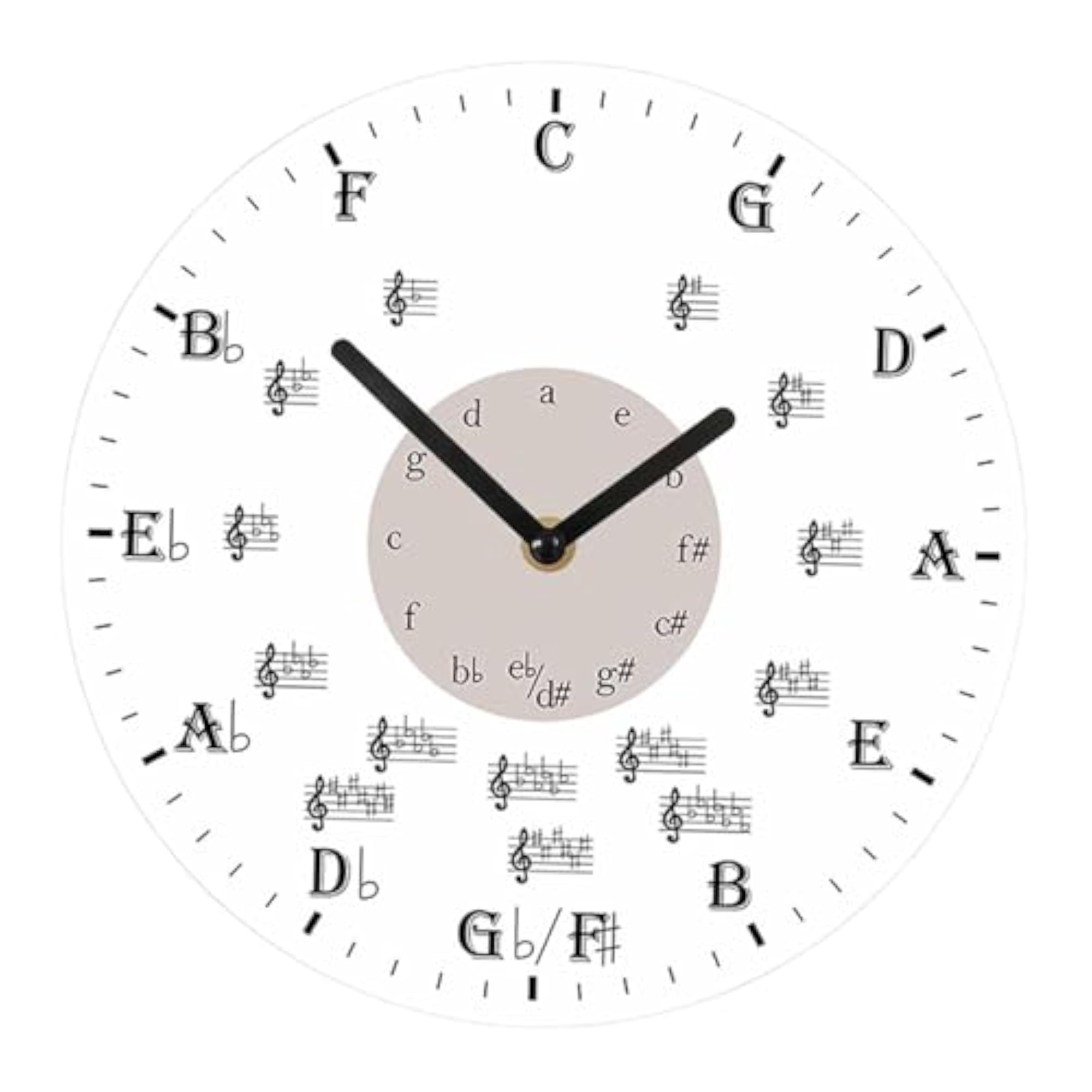 Round Music Note Wall Clock, Creative Decor