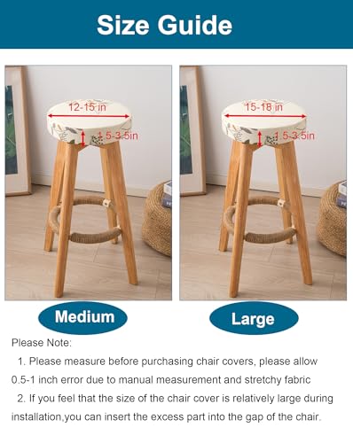 Image of CRFATOP 2 Pack Waterproof Bar Stool Covers Round Seat Slipcover,L,04 | 15-18 In Stretch Counter Cushion Protector, Washable, Pet Friendly, for Bar Kitchen Living Room Decor, No Cushion or Pad
