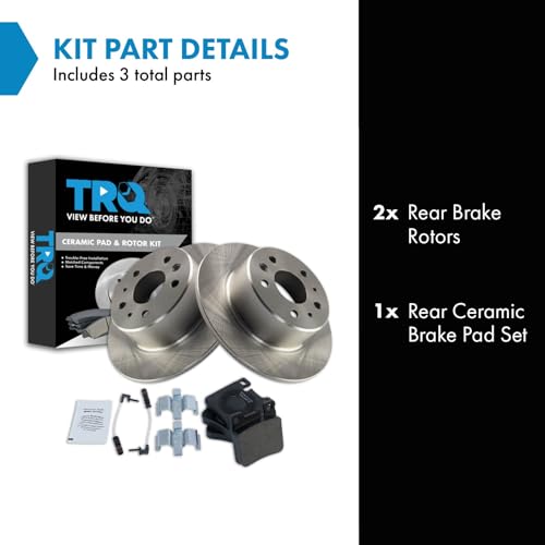 Image of TRQ Rear Brake Pad and Rotor Set Ceramic Compatible with 1990-1991 Mercedes-Benz 300SEL