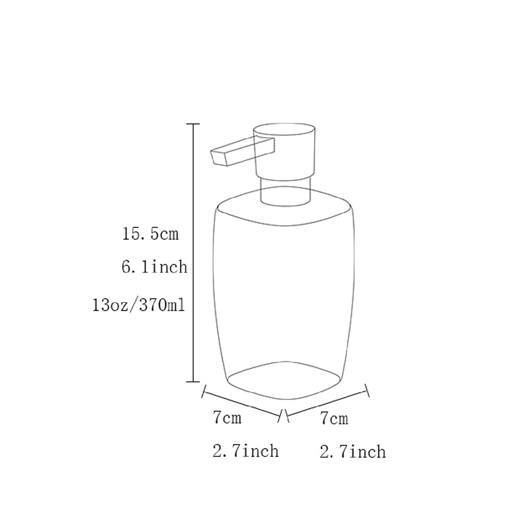 Dispenser di Sapone in Ceramica, Dispenser di Sapone Liquido Ricaricabile, Dispenser di Sapone da Cucina, Dispenser di Sapone per Piatti Manuale, 13 OZ/370 ML, Dispenser