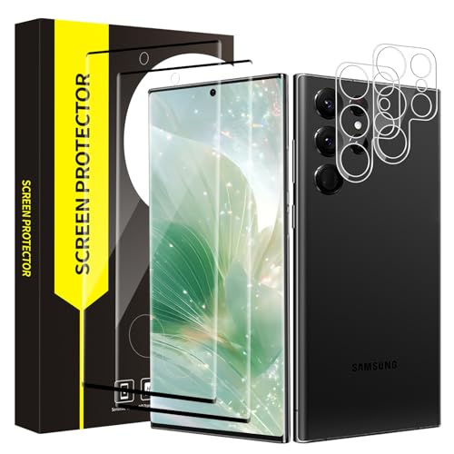 Carantee 2+2 Stück Schutzfolie für Panzerglas für Samsung Galaxy S23 Ultra 5G, 3D Anti-Blasen Folie mit Kameraschutz, Kr...