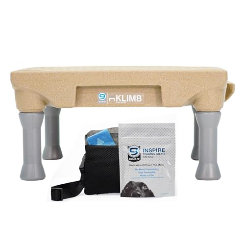 Blue-9 Happy Dog Starter Bundle with KLIMB Dog Training Platform & Traction Mat and Inspire Training Treat Pouch & Training Treats, Tan