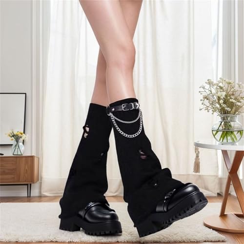 Goth Knitted Leg Warmers for Women Y2k Cute Alt Rave Long Punk Scene 7