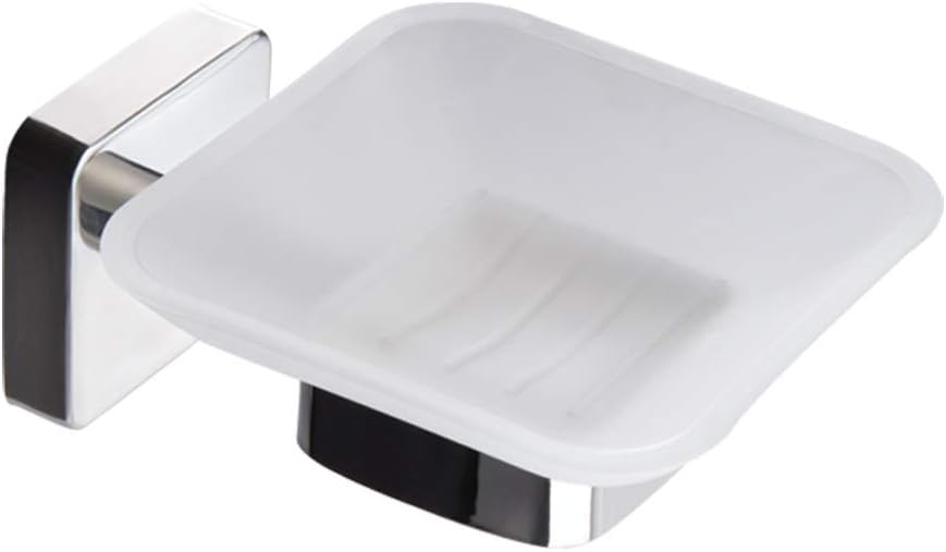 Kapitan Quattro Bathroom Toilet Soap Dish/Holder, Square Style, Wall Mounted Self Adhesive, Stainless Steel AISI 304 18/10, Polished Finish, Made in EU, 20 Years Warranty