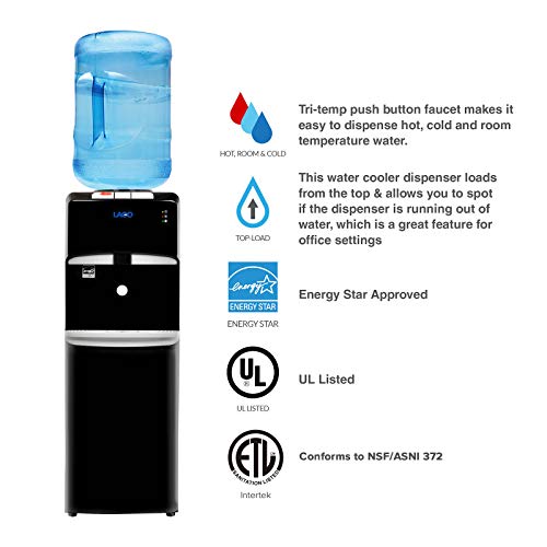 Image of Lago Top Load Hot, Cold & Room Black Water Cooler Dispenser