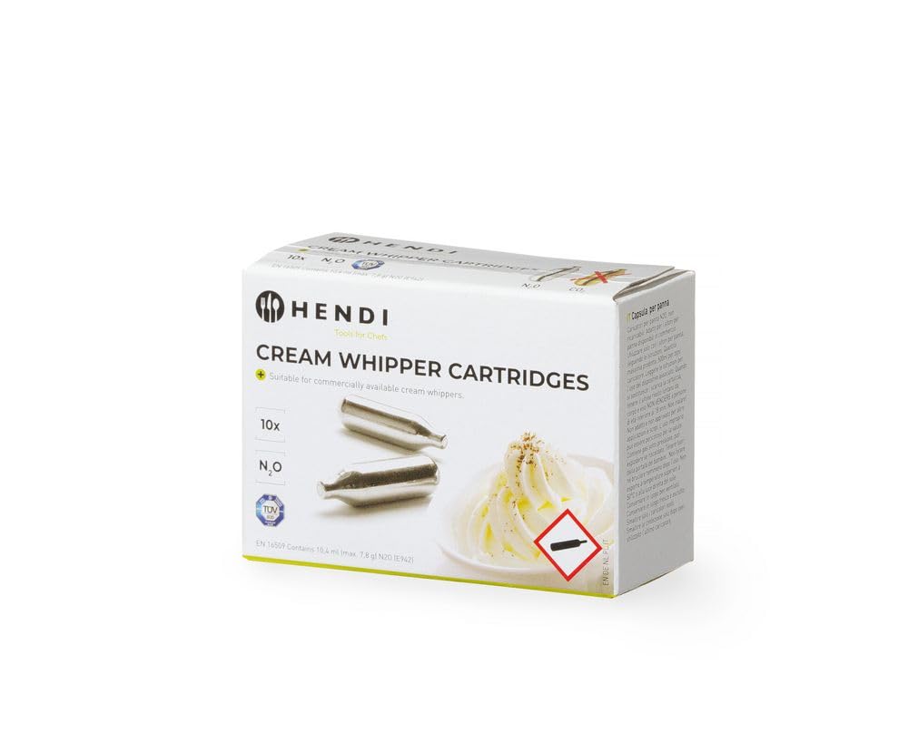 HENDI Cartouches pour Siphon à Chantilly, Protoxyde d’Azote N₂O, Lot de 10 pièces
