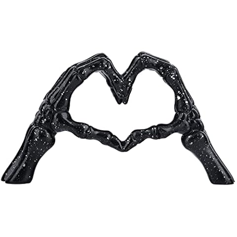 DOVDOV Handgeste Liebe Geste Statue, Schwarz Moderne Handgemachte Skulptur Heimdekoration, Harz Herz Abstrakte Skulptur Keller Eingang Wohnzimmer Schlafzimmer Regal Kaffee Cover