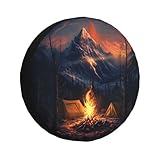 REVENEVER Spare Tire Cover for RV SUV Car Funny Sunset Bonfire Print Waterproof Dustproof Tire Cover for JP Camper Travel Trailer Truck
