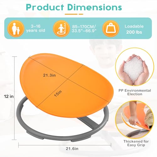 Image of BABAMU Spinning Chair for Autistic Kids, Sensory Swivel Chair, 220LBS Weight Capacity, Autism Sensory Products, Autism Toys, Sensory Toy (Orange, Egg)